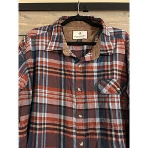 Legendary Whitetails Flannel Shirt Corduroy Trim Plaid Men's Sizz 2XT Outdoors